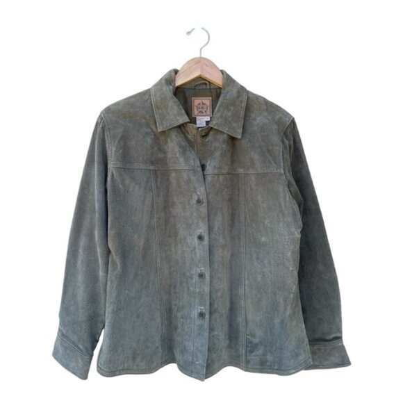 A.M. I. Jackets & Blazers - A.M. I. Vintage Women's Green Leather Shacket Button Down Shirt Sz Large